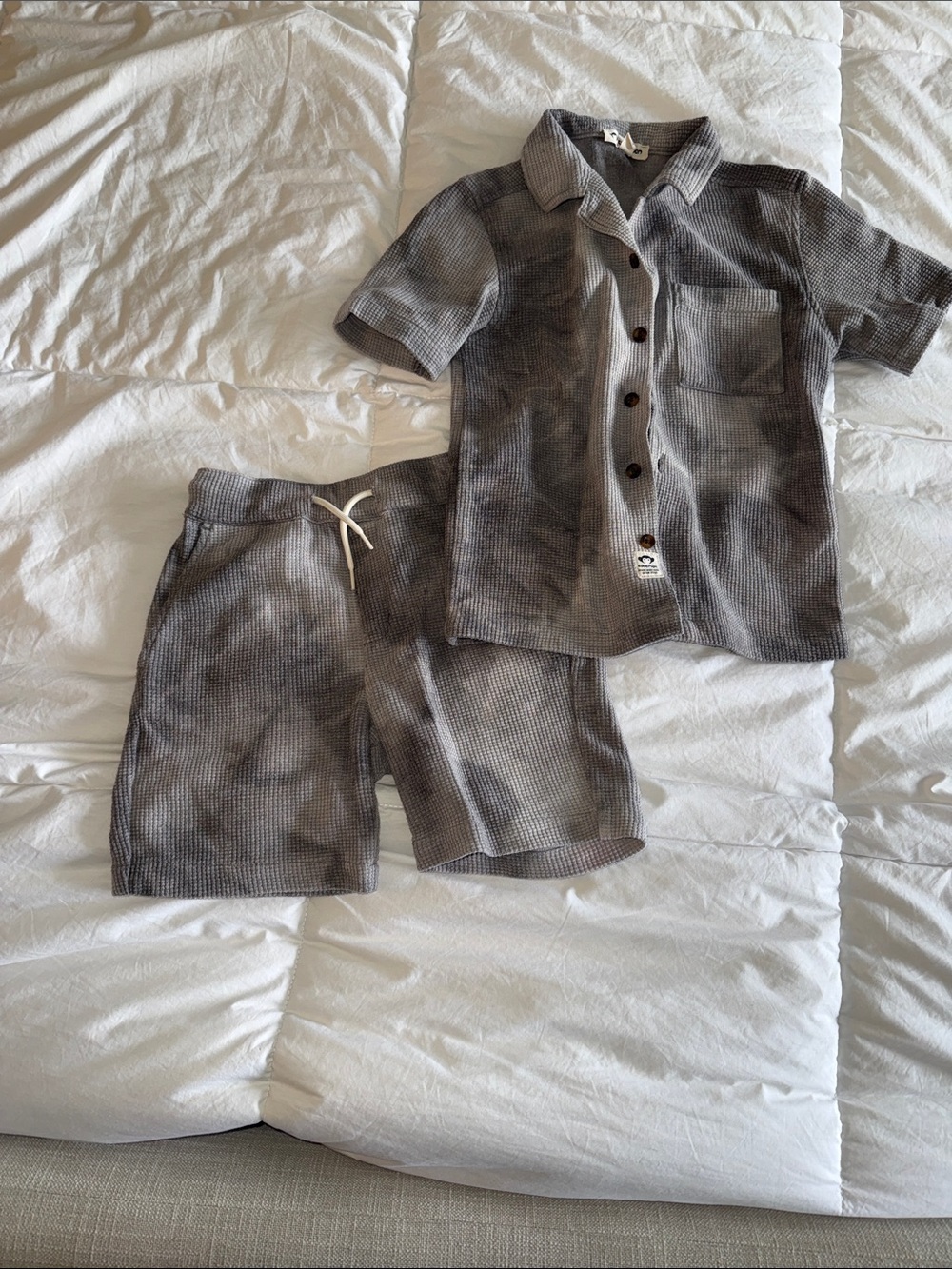 Appaman Gray Waffle Knit Short summer Set